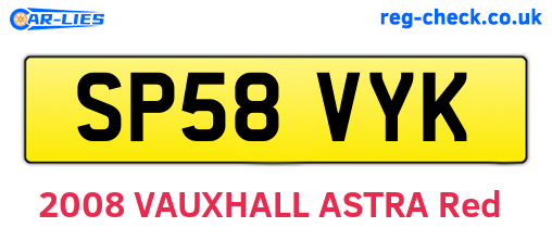 SP58VYK are the vehicle registration plates.