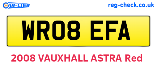 WR08EFA are the vehicle registration plates.