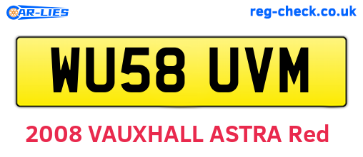 WU58UVM are the vehicle registration plates.