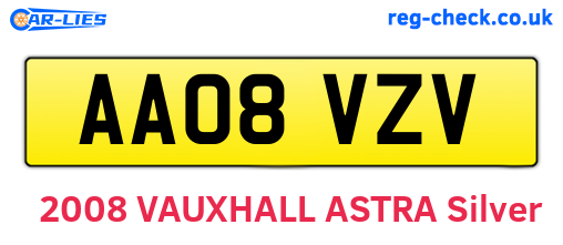 AA08VZV are the vehicle registration plates.