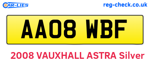 AA08WBF are the vehicle registration plates.