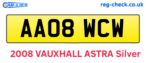 AA08WCW are the vehicle registration plates.