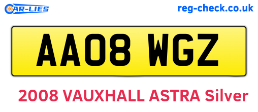 AA08WGZ are the vehicle registration plates.