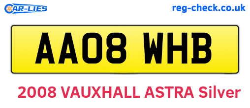 AA08WHB are the vehicle registration plates.