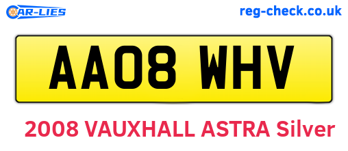 AA08WHV are the vehicle registration plates.