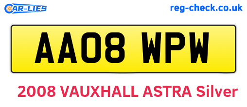 AA08WPW are the vehicle registration plates.