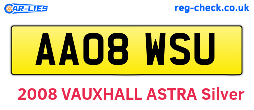 AA08WSU are the vehicle registration plates.