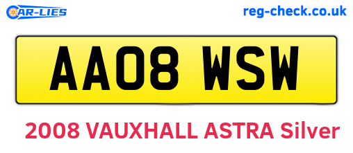 AA08WSW are the vehicle registration plates.