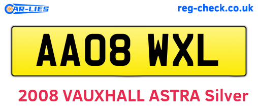 AA08WXL are the vehicle registration plates.