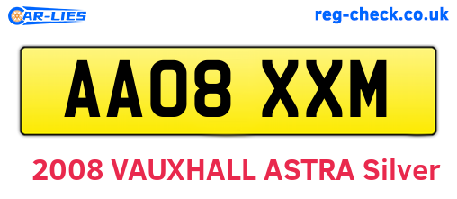 AA08XXM are the vehicle registration plates.