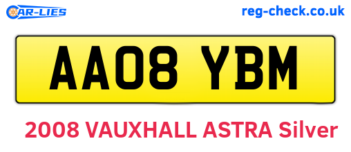 AA08YBM are the vehicle registration plates.