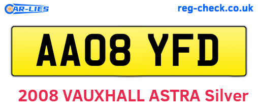 AA08YFD are the vehicle registration plates.