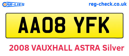 AA08YFK are the vehicle registration plates.