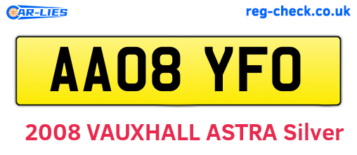 AA08YFO are the vehicle registration plates.