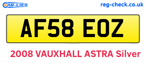 AF58EOZ are the vehicle registration plates.