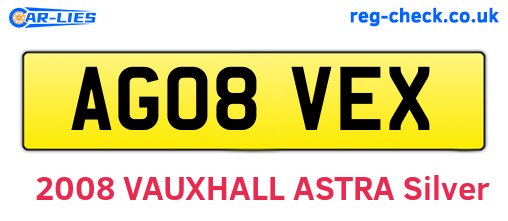 AG08VEX are the vehicle registration plates.