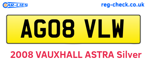AG08VLW are the vehicle registration plates.