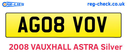 AG08VOV are the vehicle registration plates.
