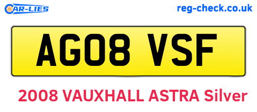 AG08VSF are the vehicle registration plates.