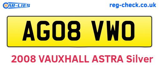 AG08VWO are the vehicle registration plates.