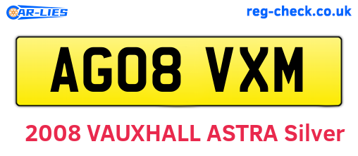 AG08VXM are the vehicle registration plates.