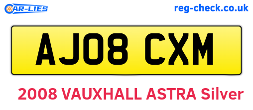 AJ08CXM are the vehicle registration plates.