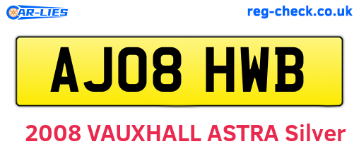 AJ08HWB are the vehicle registration plates.