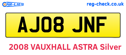 AJ08JNF are the vehicle registration plates.