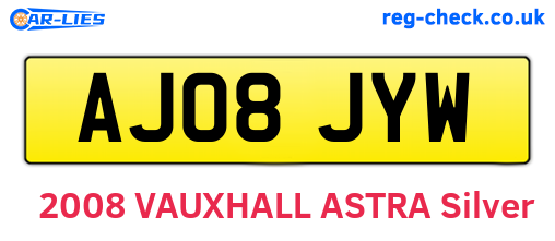 AJ08JYW are the vehicle registration plates.