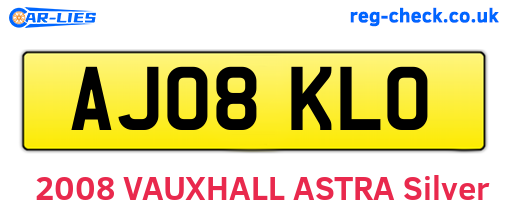 AJ08KLO are the vehicle registration plates.