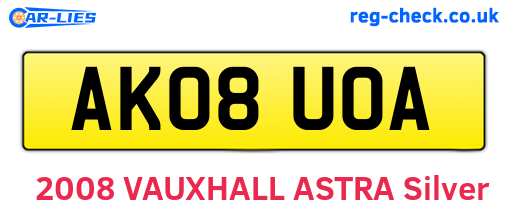 AK08UOA are the vehicle registration plates.