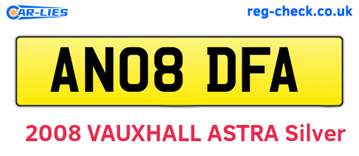 AN08DFA are the vehicle registration plates.