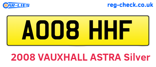 AO08HHF are the vehicle registration plates.