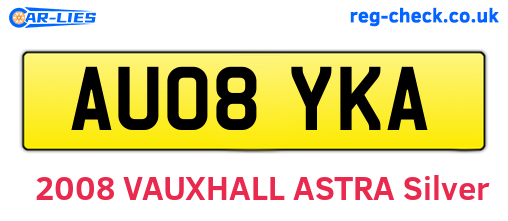 AU08YKA are the vehicle registration plates.