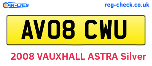 AV08CWU are the vehicle registration plates.