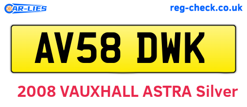 AV58DWK are the vehicle registration plates.