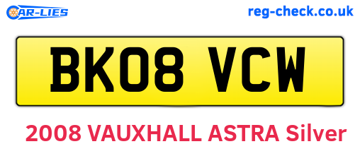 BK08VCW are the vehicle registration plates.