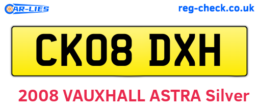 CK08DXH are the vehicle registration plates.