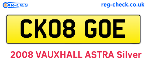 CK08GOE are the vehicle registration plates.