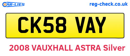 CK58VAY are the vehicle registration plates.