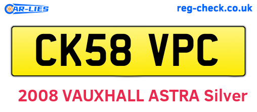 CK58VPC are the vehicle registration plates.