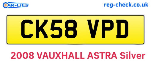 CK58VPD are the vehicle registration plates.