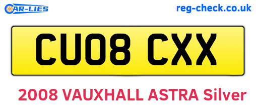 CU08CXX are the vehicle registration plates.