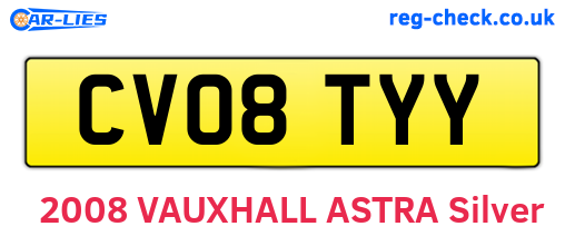 CV08TYY are the vehicle registration plates.