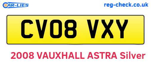 CV08VXY are the vehicle registration plates.