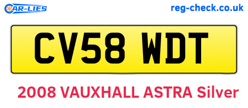 CV58WDT are the vehicle registration plates.