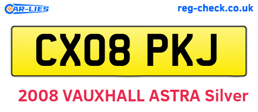 CX08PKJ are the vehicle registration plates.
