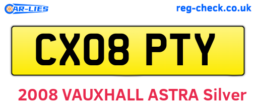 CX08PTY are the vehicle registration plates.