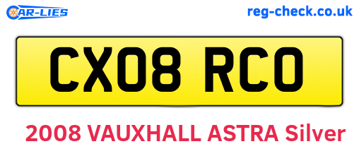 CX08RCO are the vehicle registration plates.