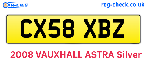 CX58XBZ are the vehicle registration plates.